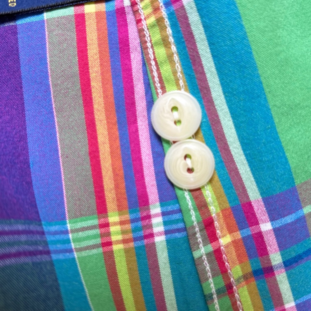 Polo Ralph Lauren Mens XS Pink Green Blue Plaid Cotton Button Down Shirt - Picture 6 of 12